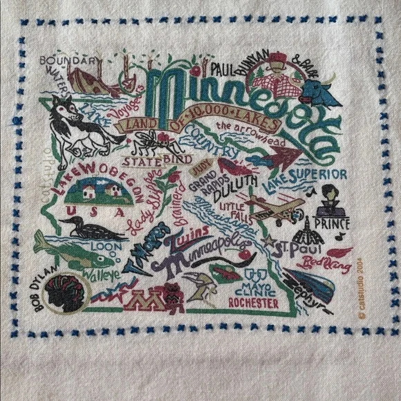Vintage Catstudio 2004 Embroidered America/Minnesota map pillowcase. - Picture 6 of 6